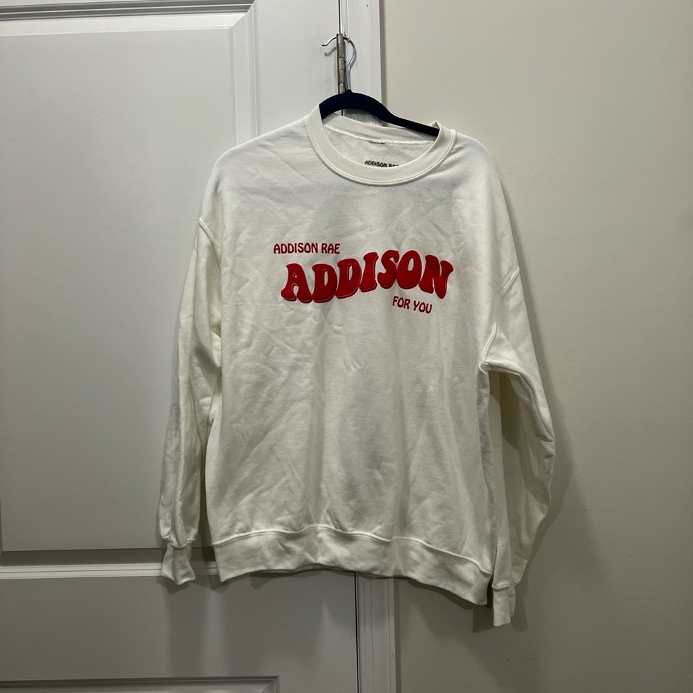 Addison Rae White For You Crewneck Sweatshirt Size Large